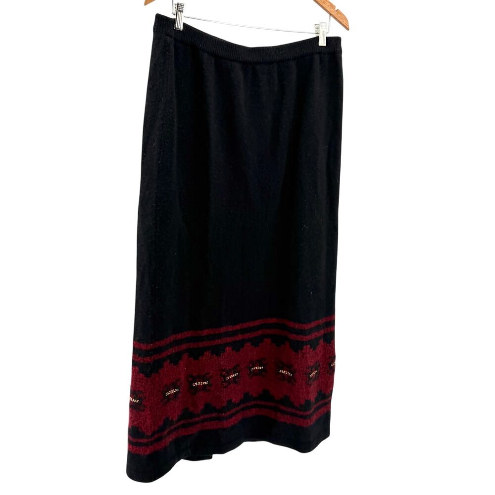 Vintage Y2K Double D Ranch Black 100% Lamb Wool Southwestern Maxi Skirt